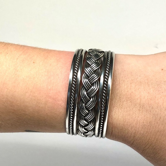 VINTAGE NAVAJO Sterling Braid Design BRACELET - Picture 2 of 5